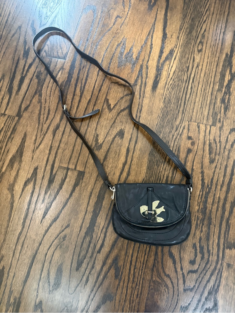Marc By Marc Jacobs Black Leather Crossbody with Gold Accent Hardware